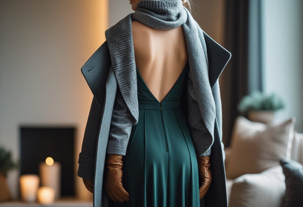 Sådan styler du en kjole med åben ryg til vinteren